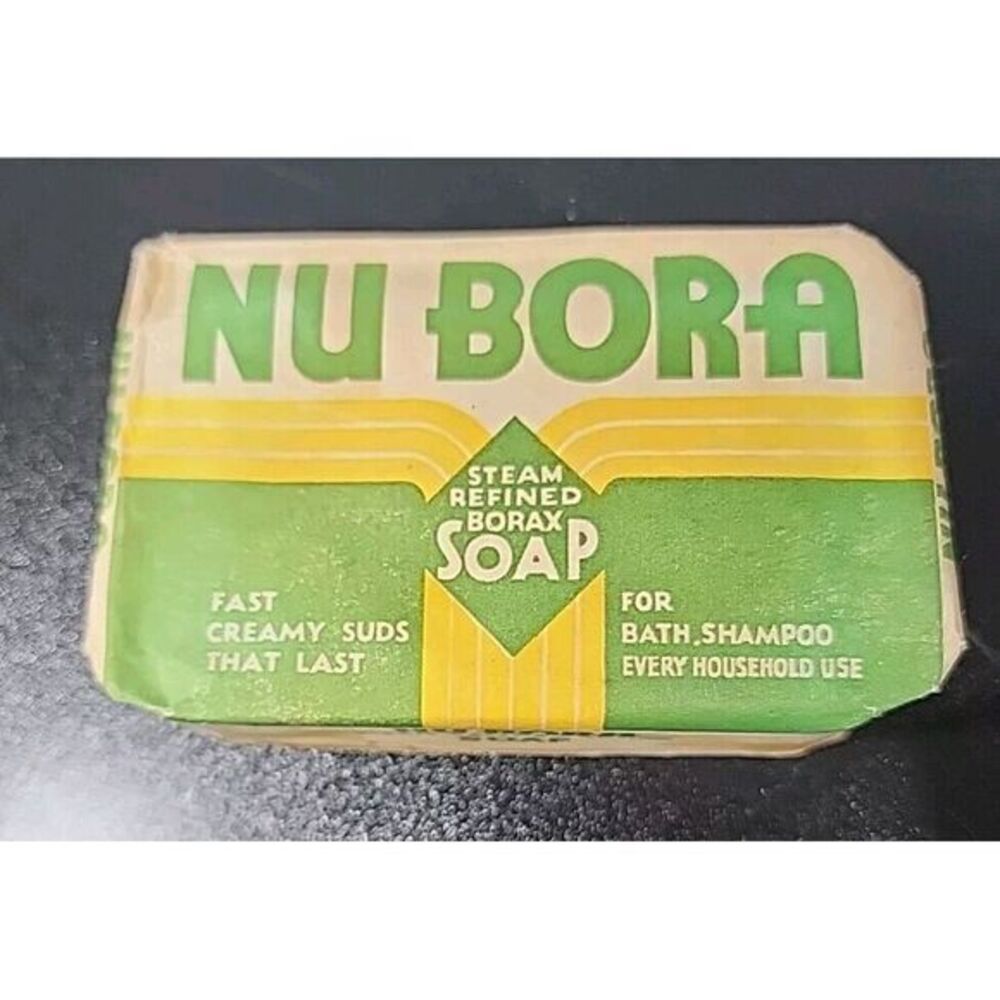 Vintage NU BORA BORAX SOAP Steam Refined Borax Soap Orig. Bar ~ Movie Prop NOS